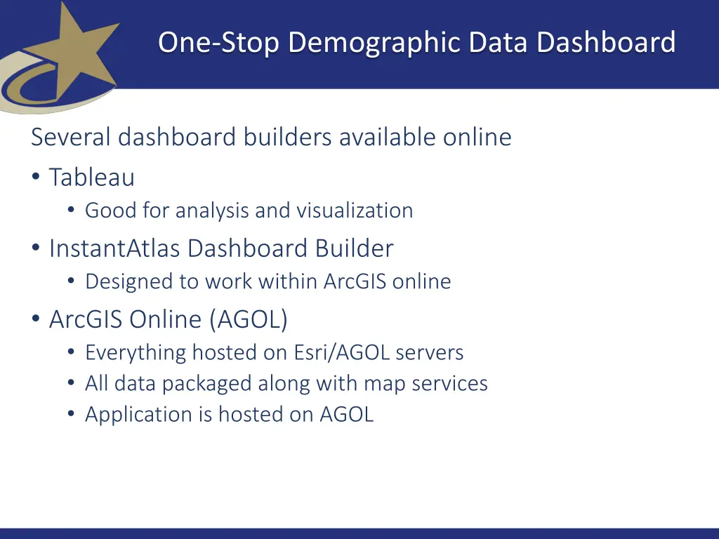 one stop demographic data dashboard