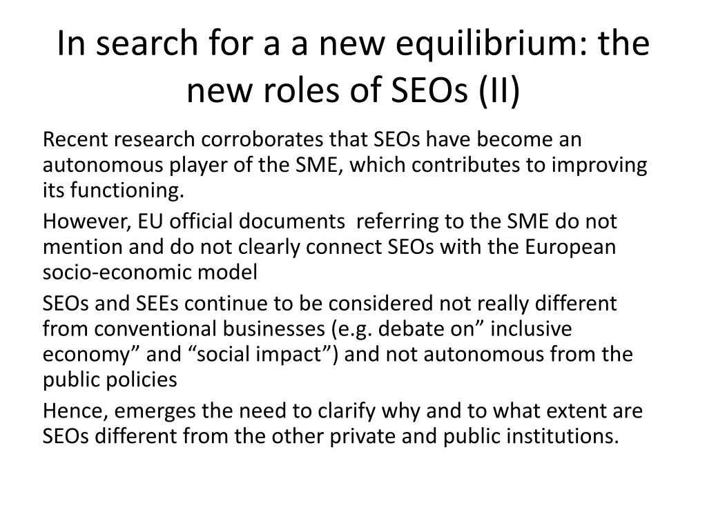 in search for a a new equilibrium the new roles