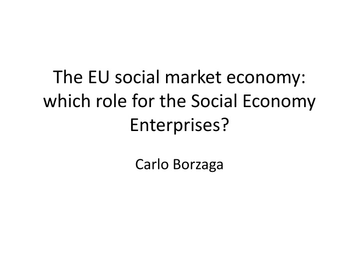 the eu social market economy which role