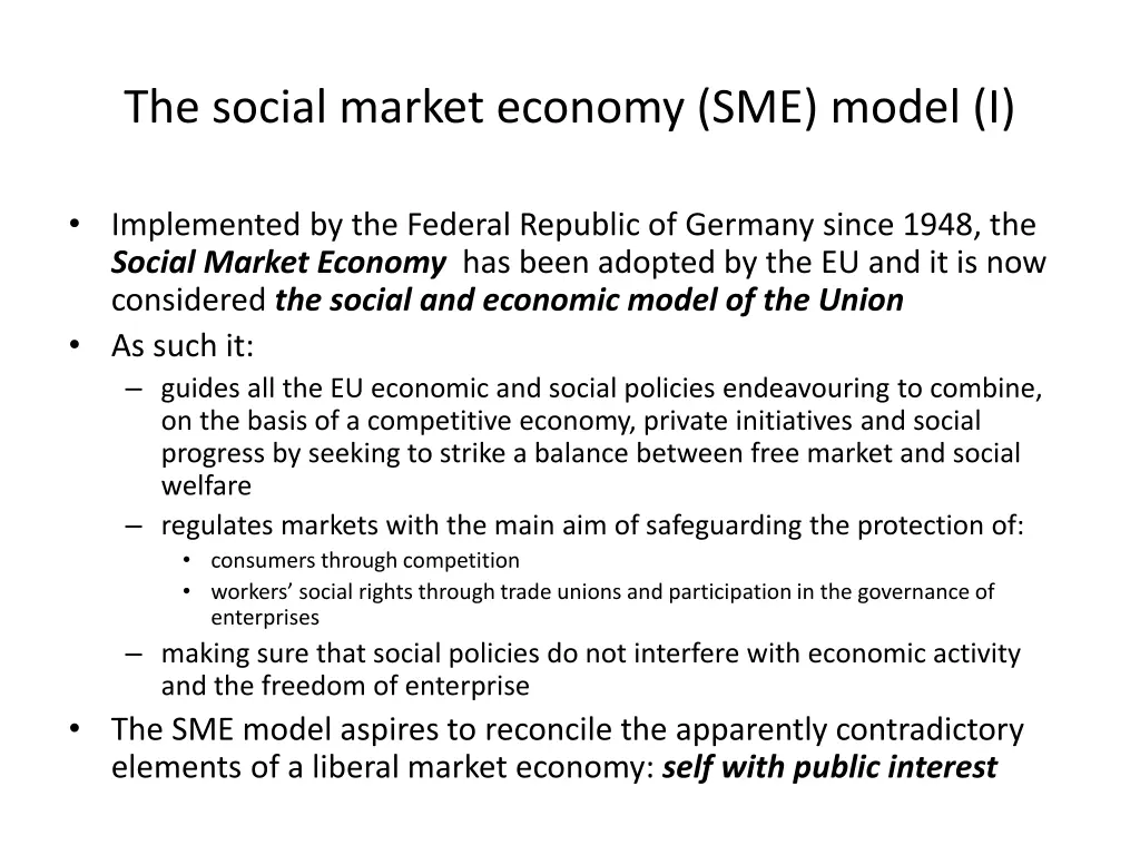the social market economy sme model i