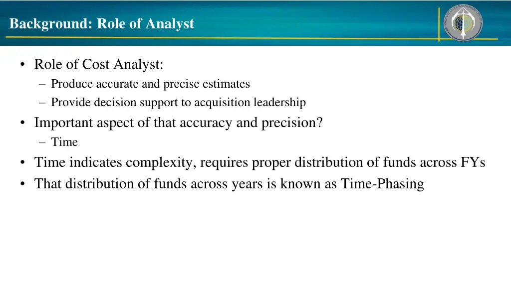 background role of analyst