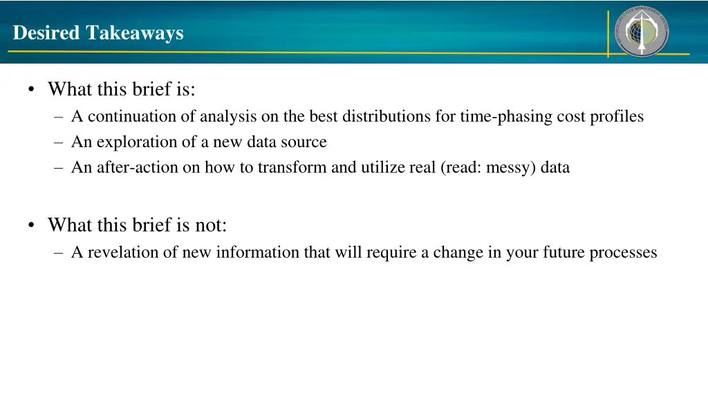 desired takeaways