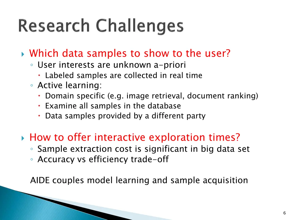 which data samples to show to the user user