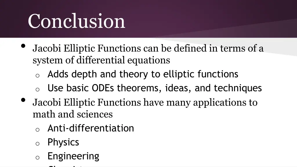 conclusion jacobi elliptic functions