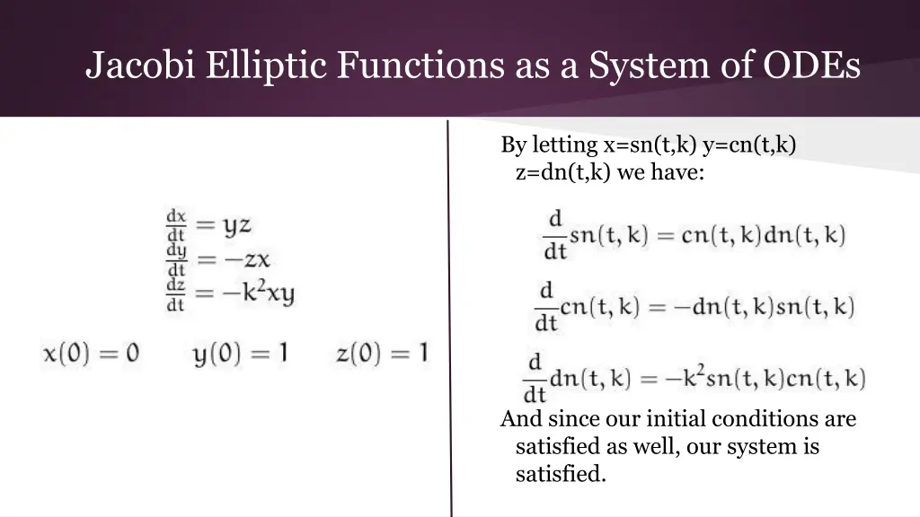 jacobi elliptic functions as a system of odes