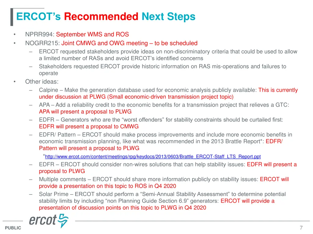 ercot s recommended next steps