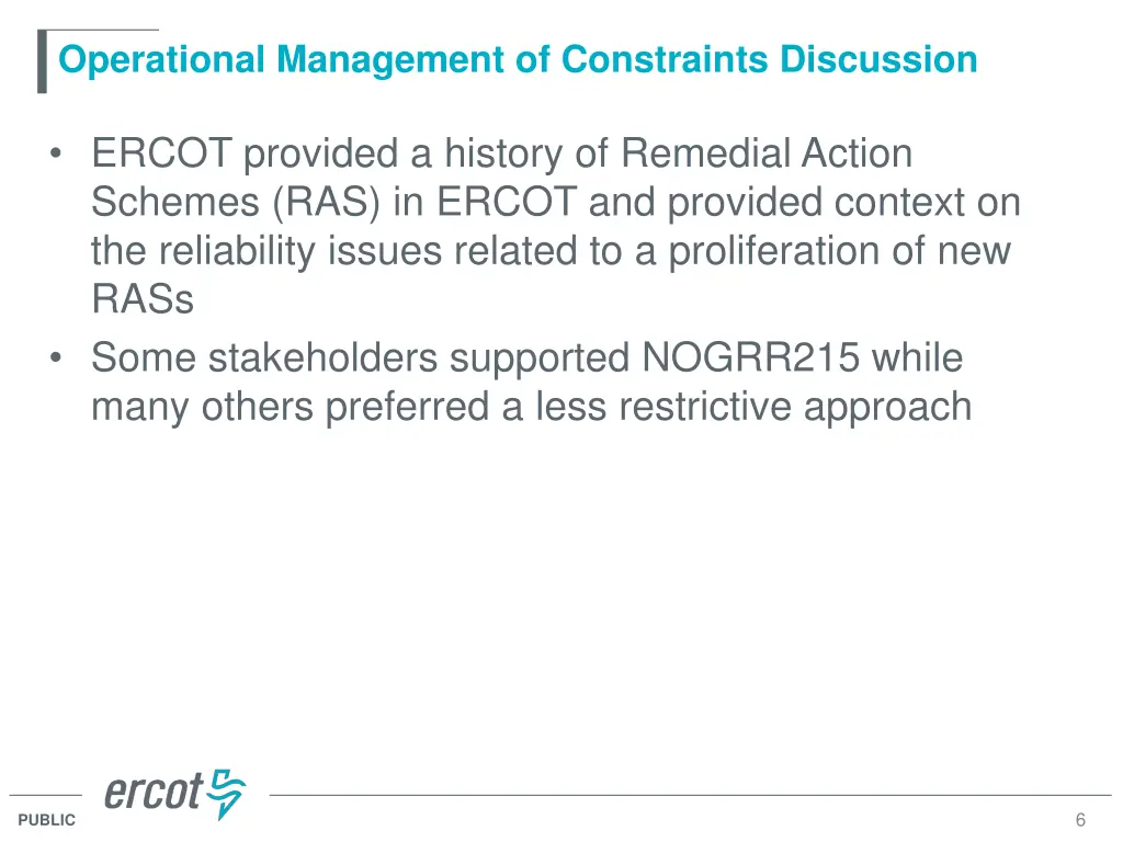 operational management of constraints discussion