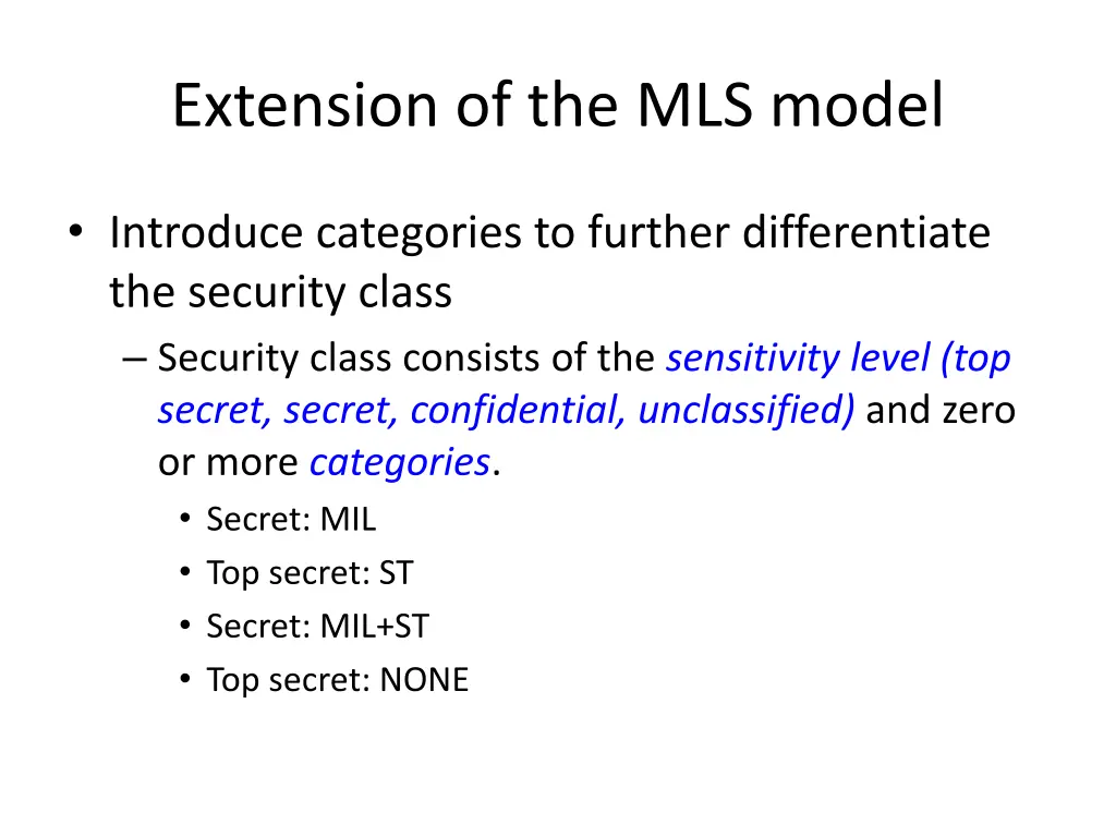 extension of the mls model