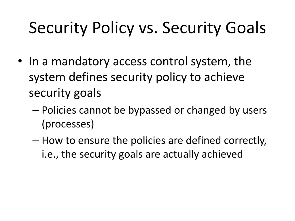 security policy vs security goals