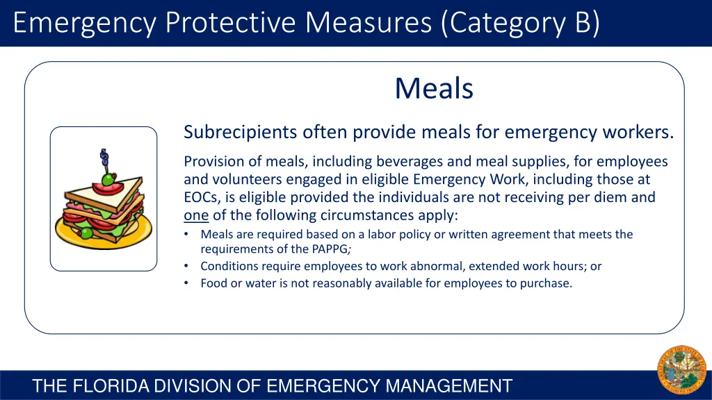 emergency protective measures category b 1