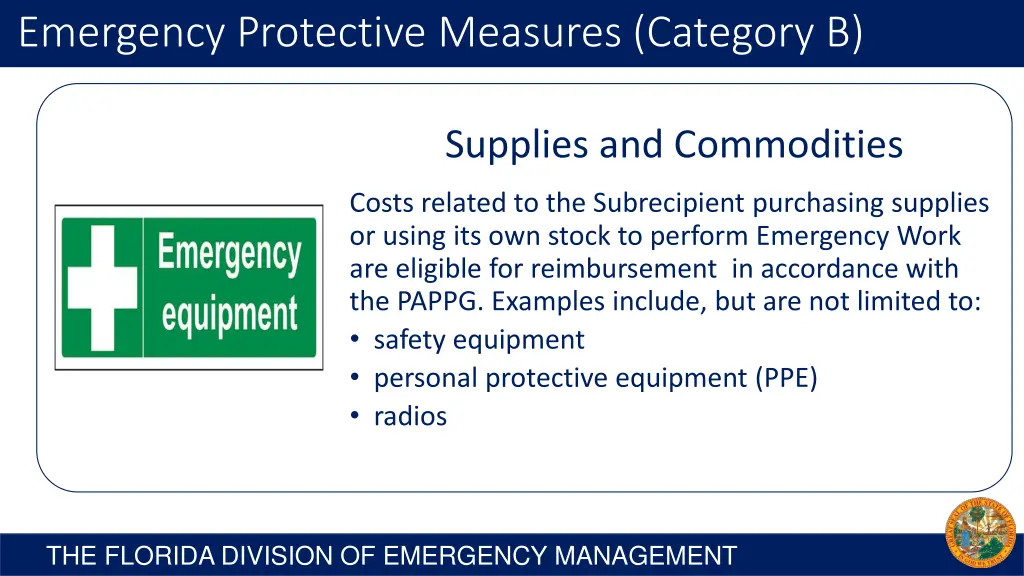 emergency protective measures category b 2
