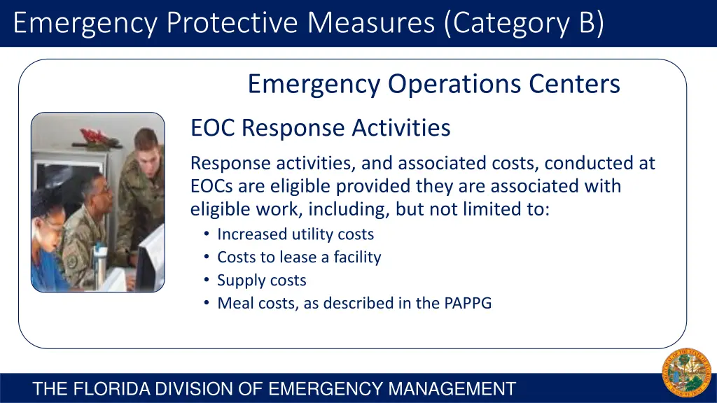 emergency protective measures category b