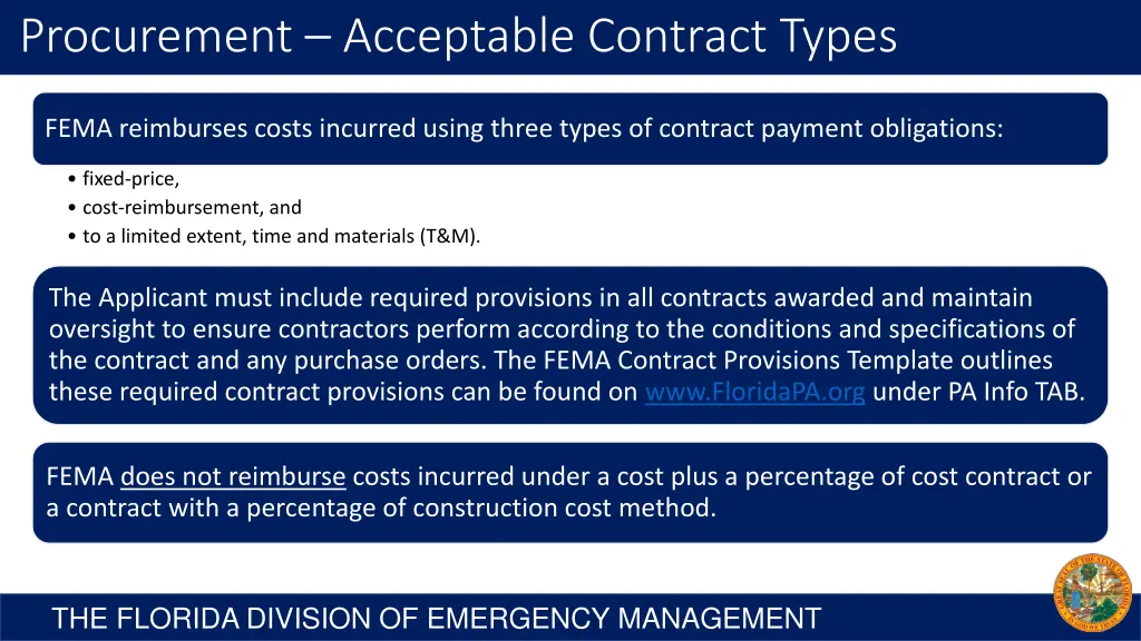procurement acceptable contract types