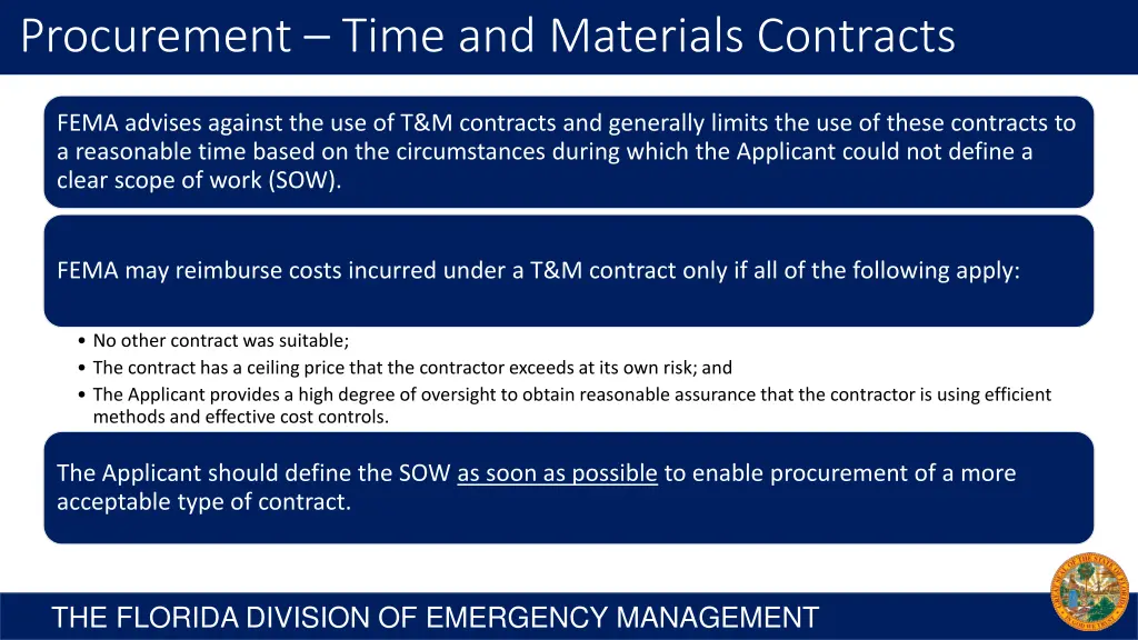 procurement time and materials contracts