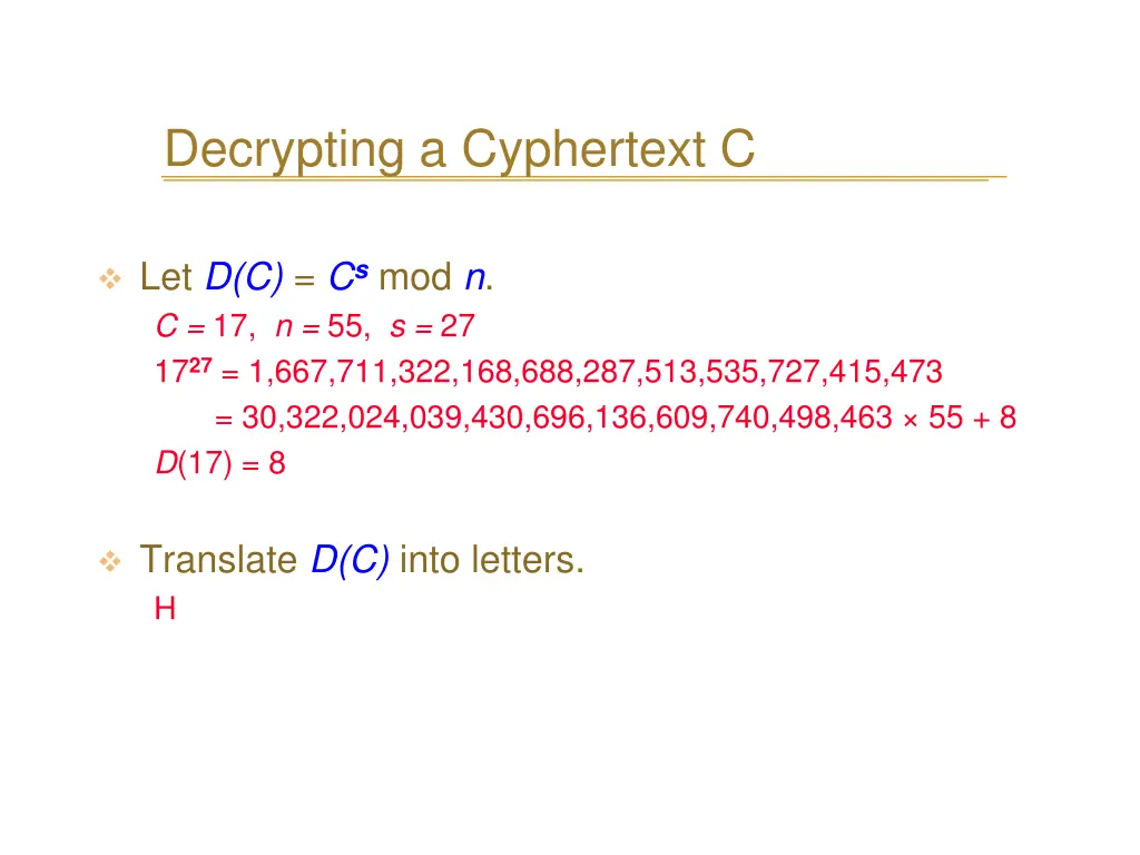 decrypting a cyphertext c