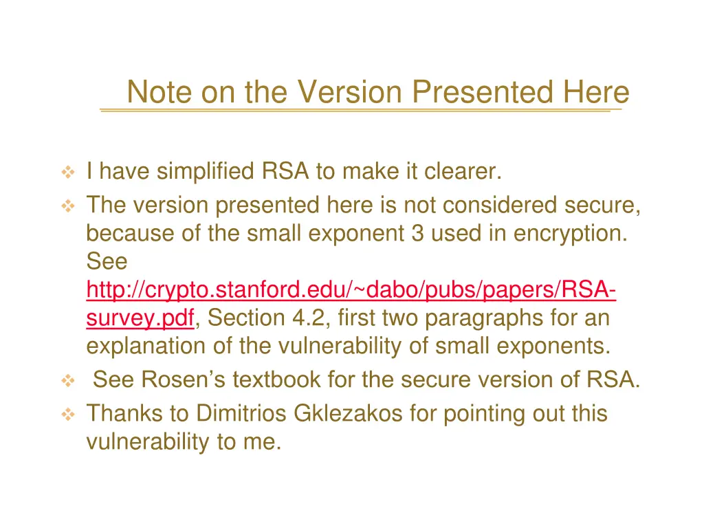 note on the version presented here