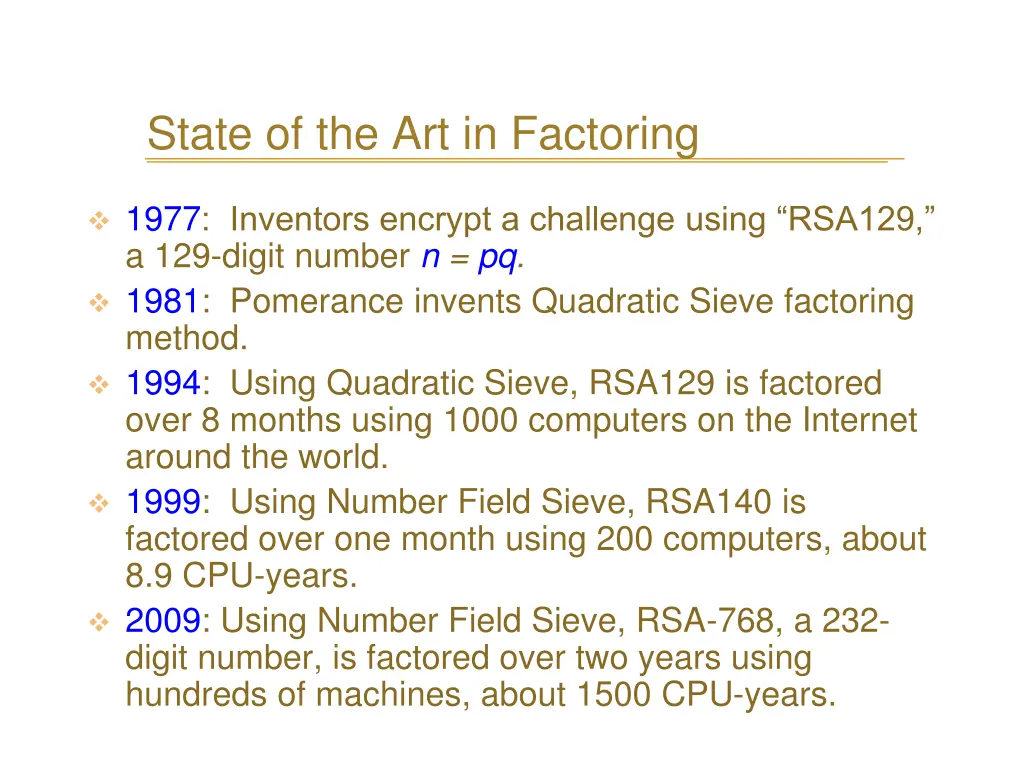 state of the art in factoring