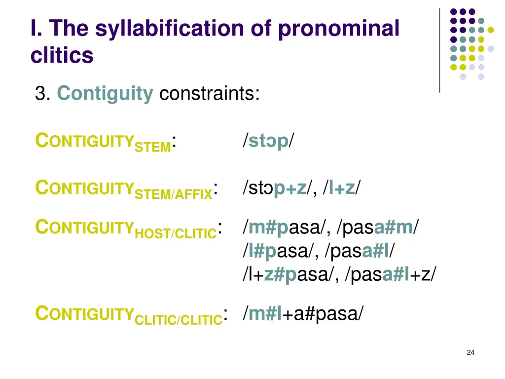 i the syllabification of pronominal clitics 4