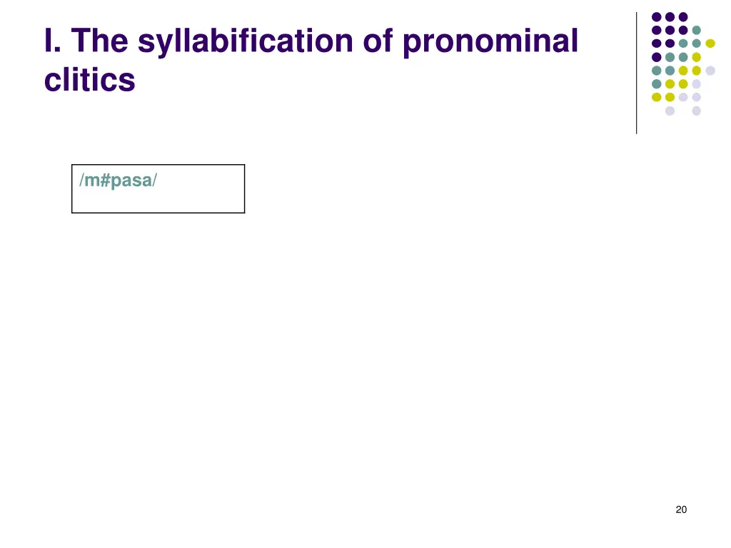 i the syllabification of pronominal clitics