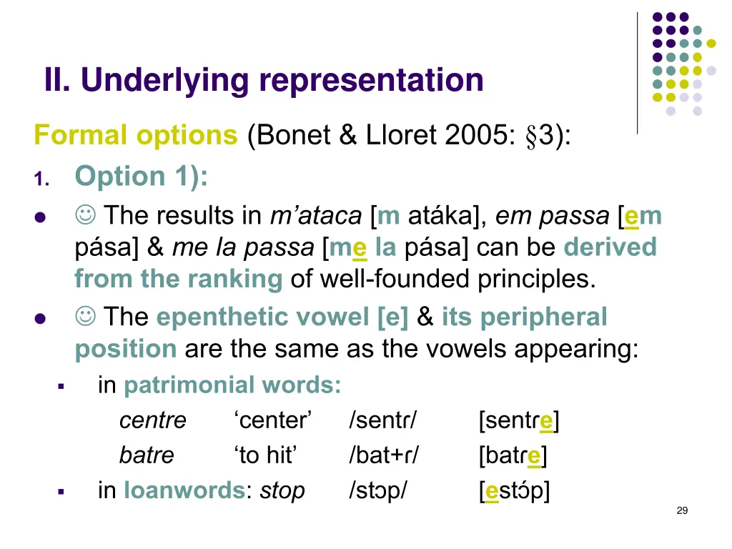 ii underlying representation 1