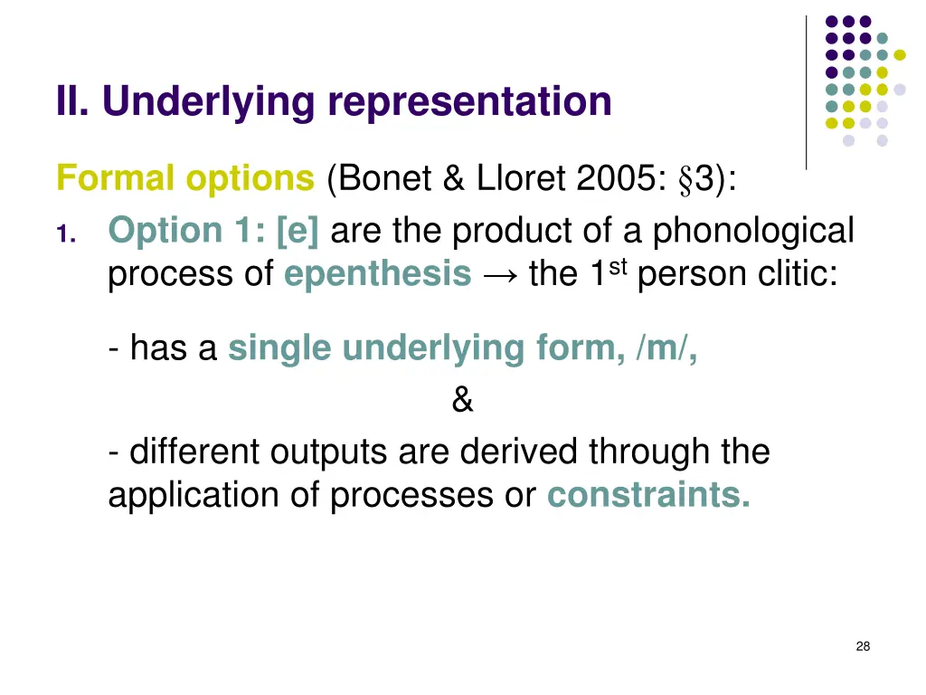 ii underlying representation