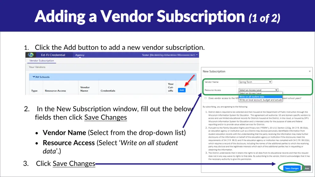 adding a vendor adding a vendor subscription