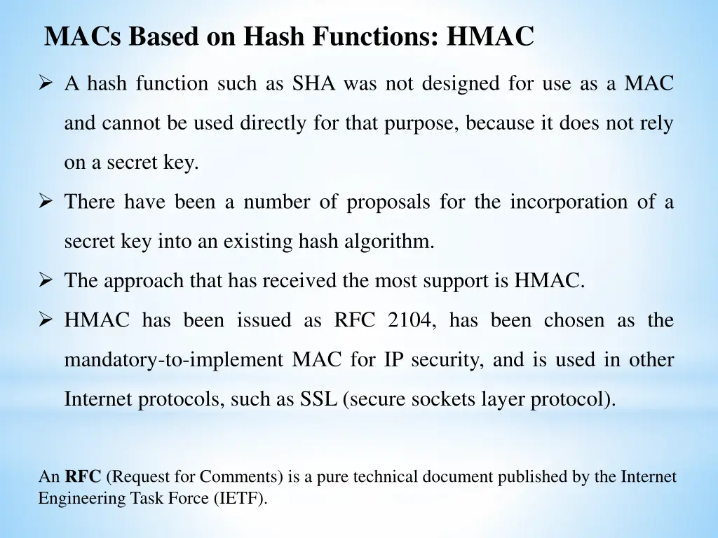 macs based on hash functions hmac