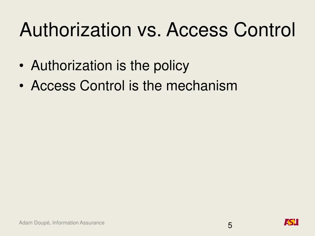 authorization vs access control