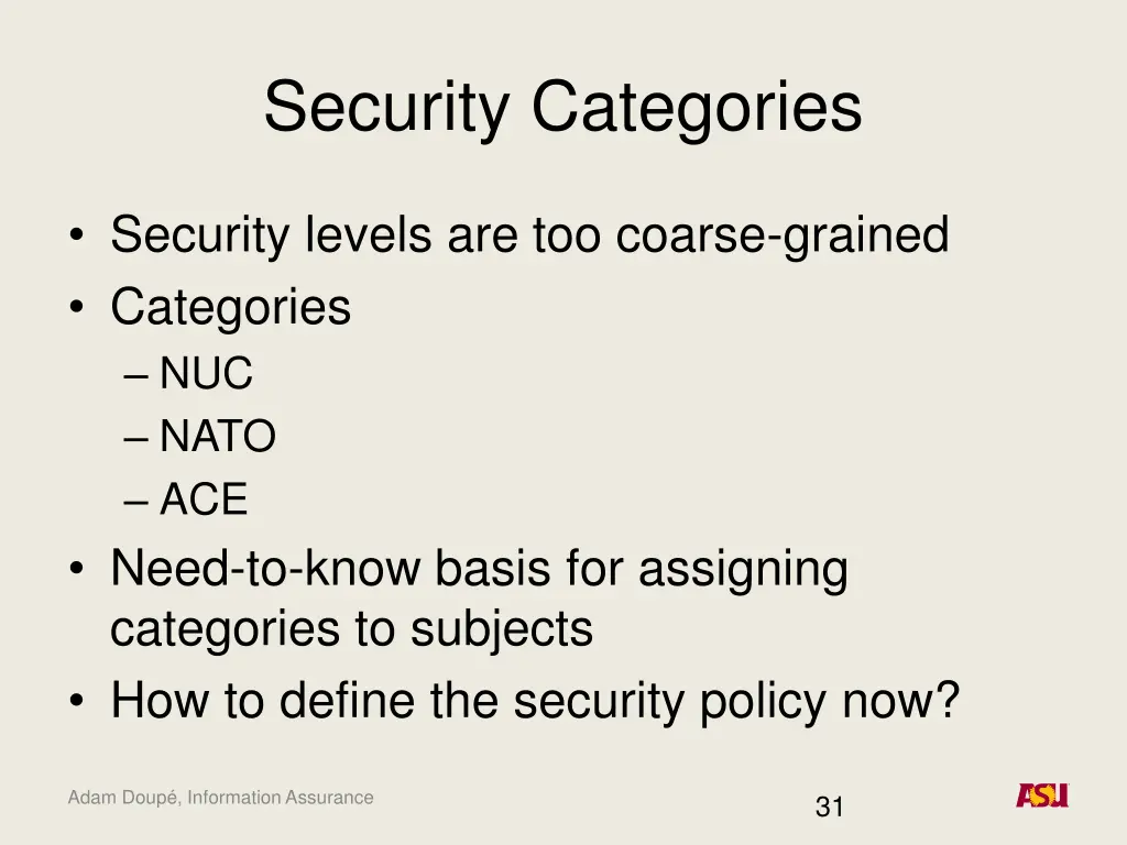 security categories