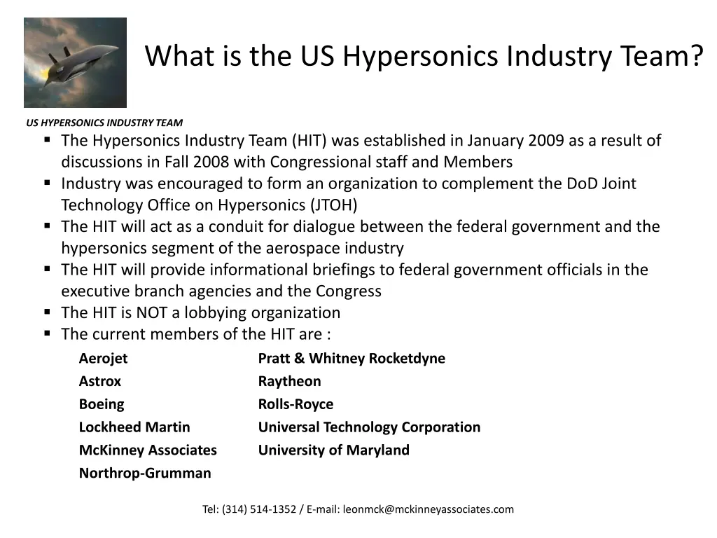what is the us hypersonics industry team