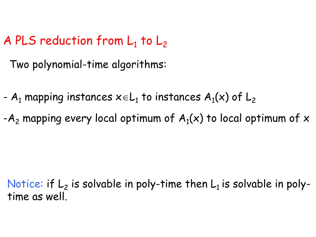 a pls reduction from l 1 to l 2