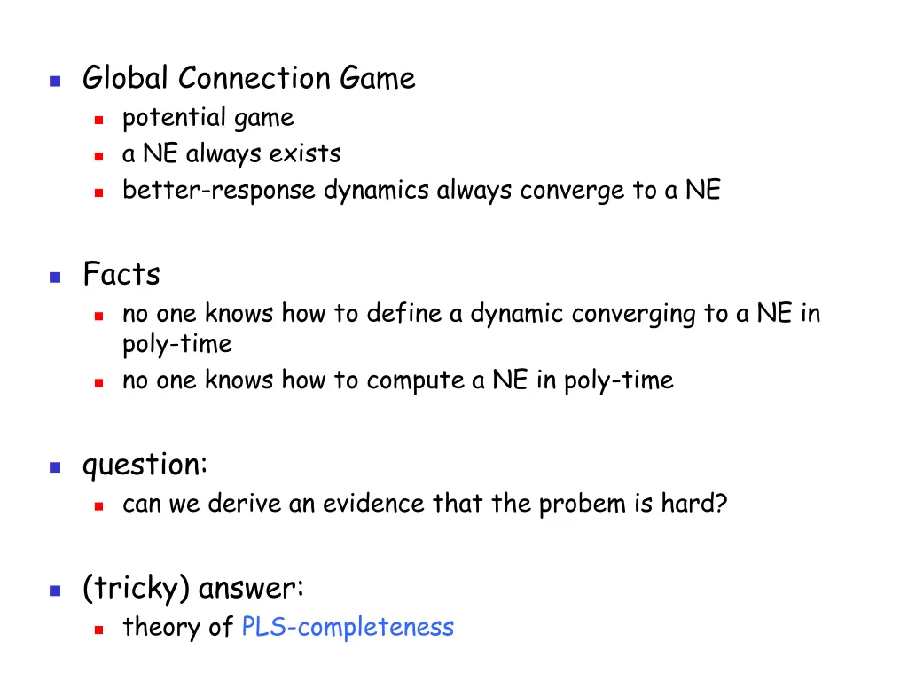 global connection game potential game a ne always