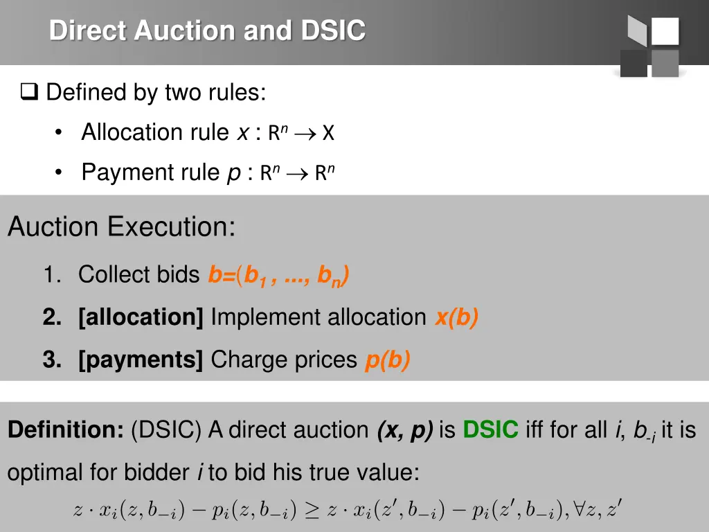 direct auction and dsic