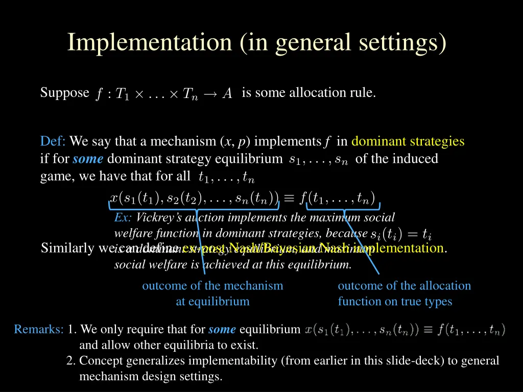implementation in general settings