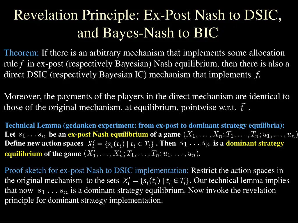 revelation principle ex post nash to dsic