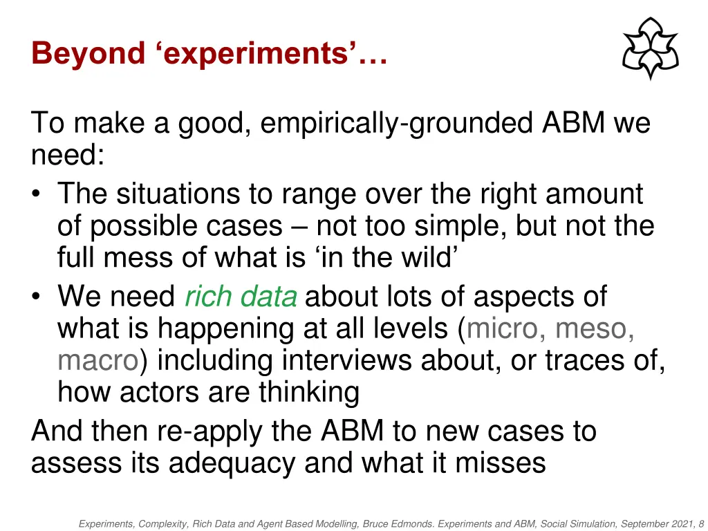 beyond experiments