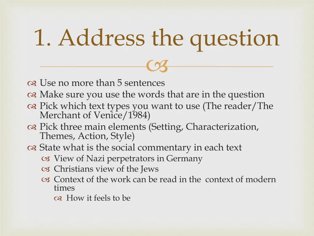 1 address the question