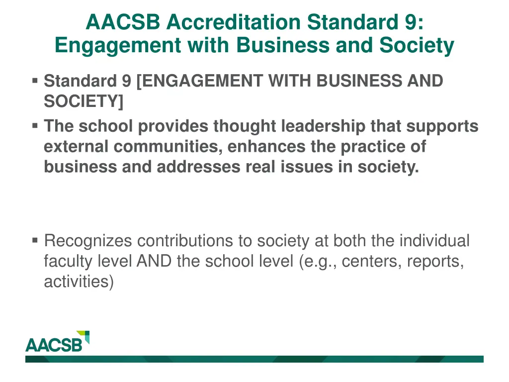 aacsb accreditation standard 9 engagement with