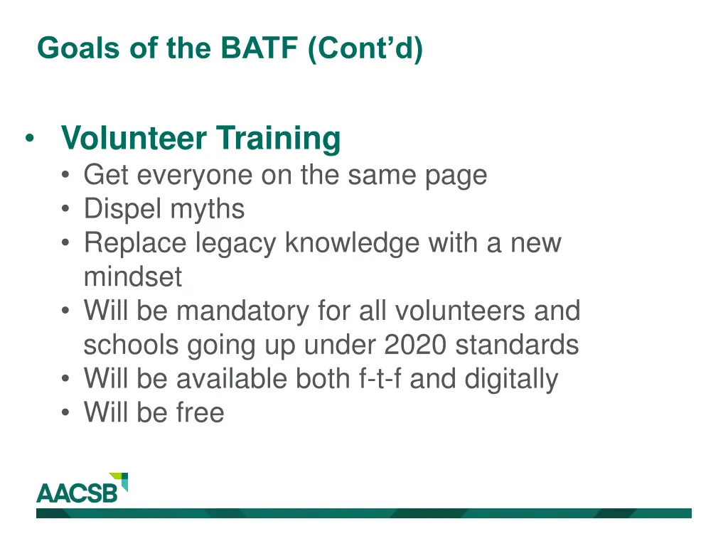 goals of the batf cont d