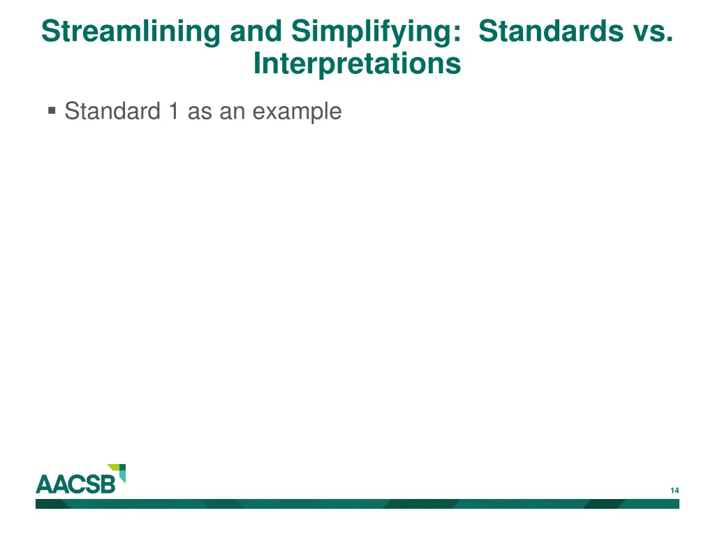 streamlining and simplifying standards