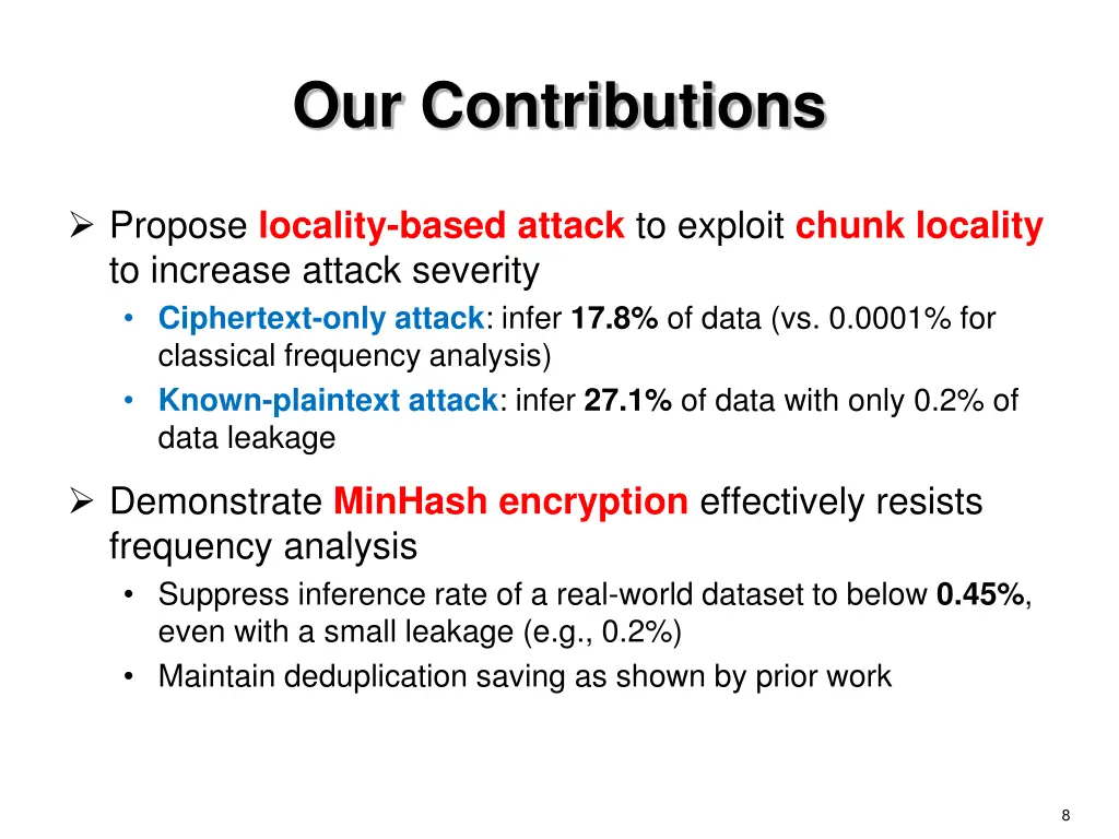 our contributions