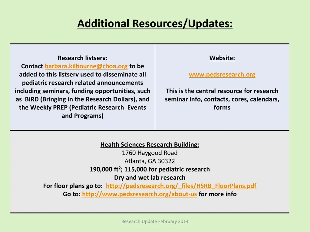 additional resources updates