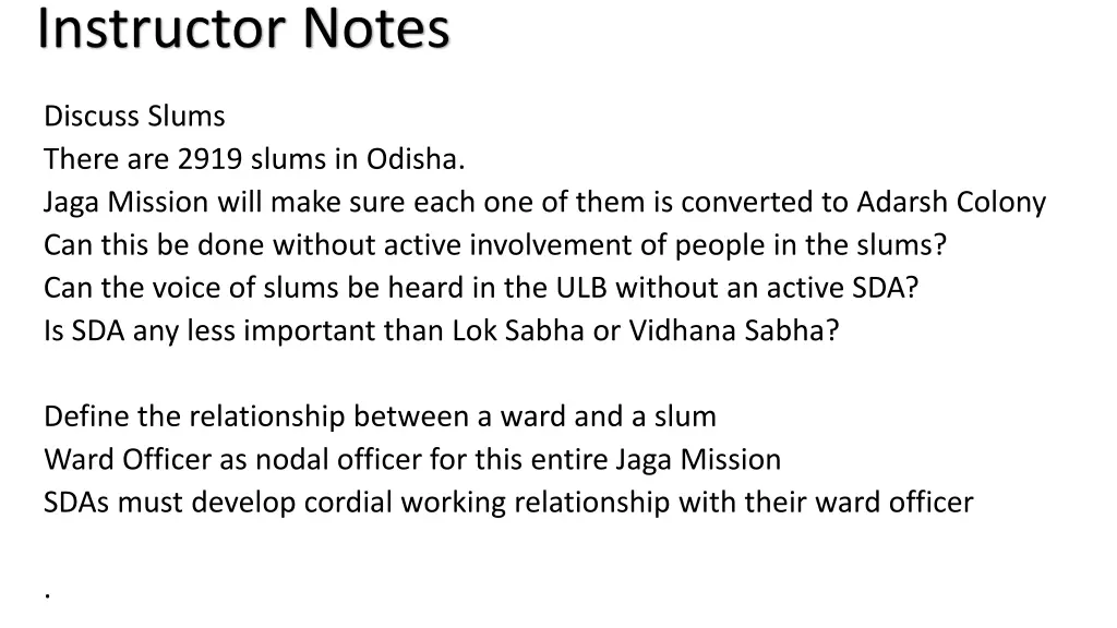instructor notes