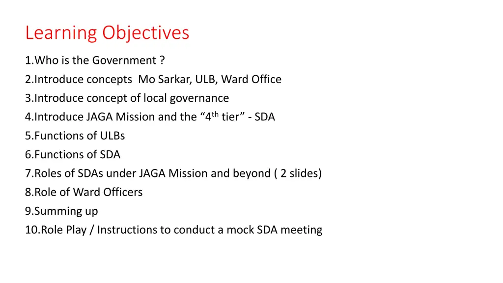 learning objectives