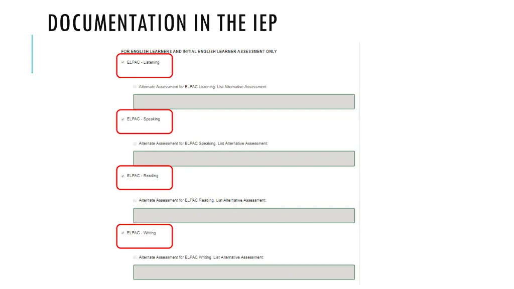 documentation in the iep 1