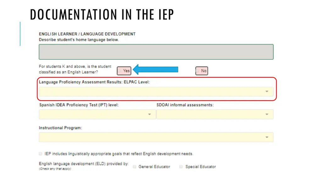 documentation in the iep