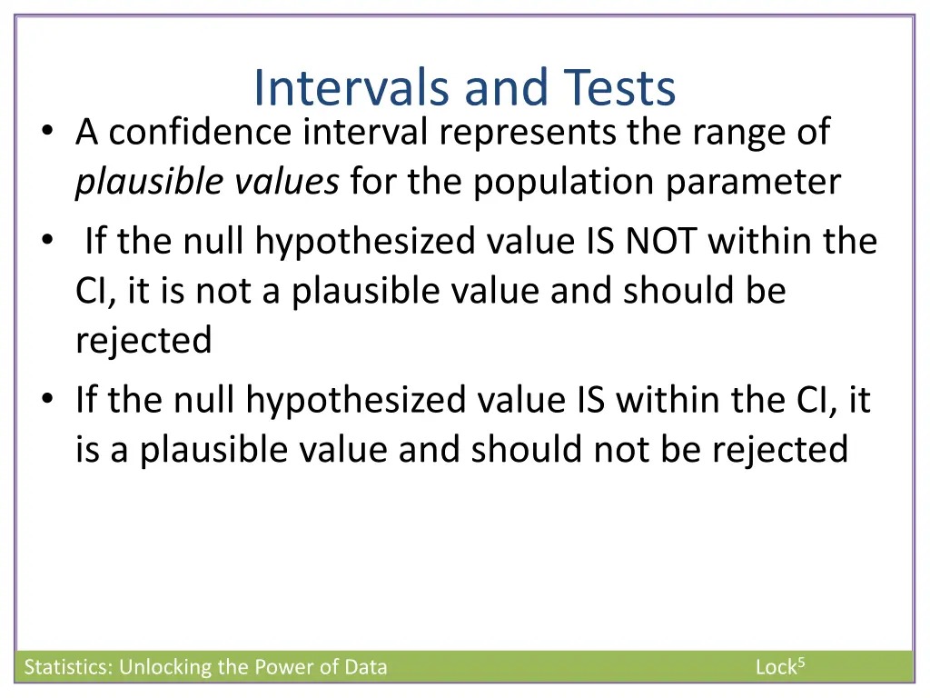 intervals and tests a confidence interval