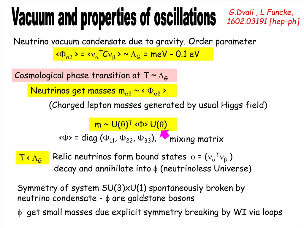 vacuum and properties of oscillations