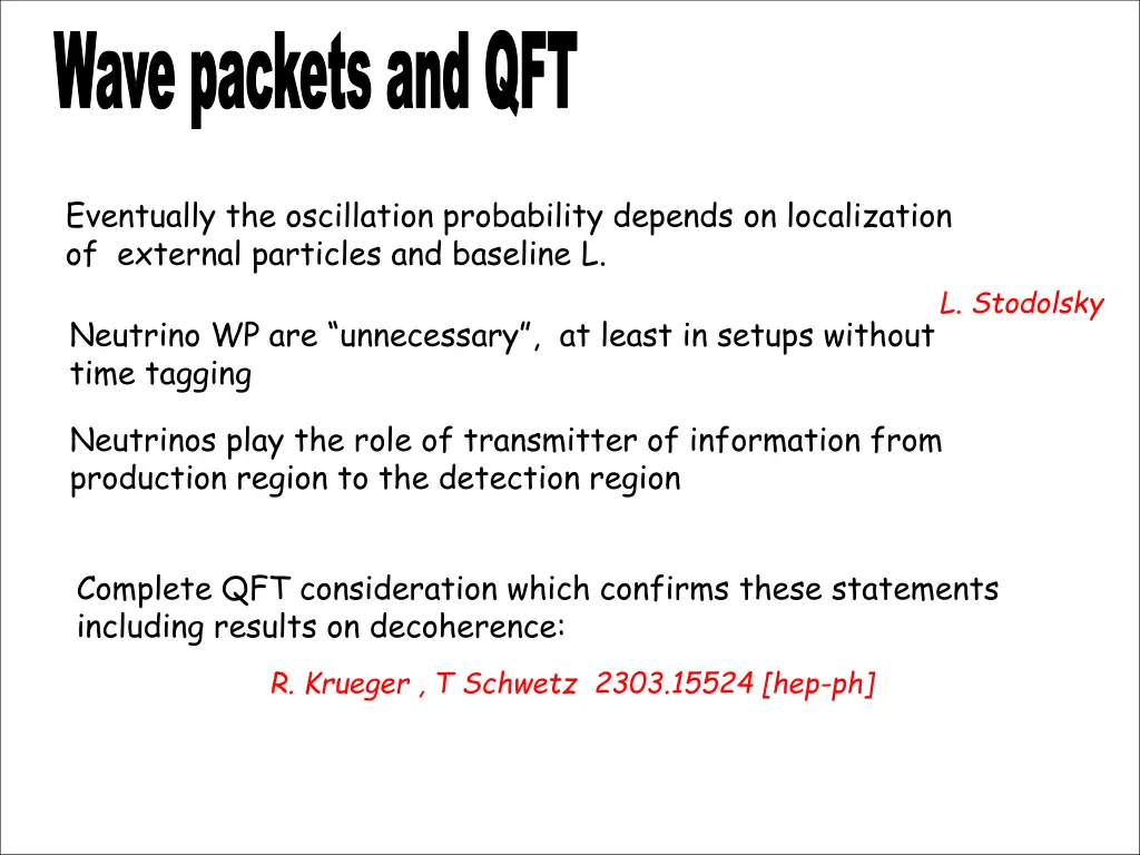 wave packets and qft