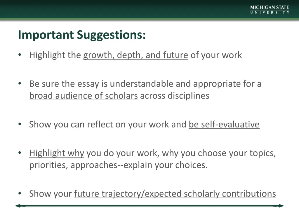 important suggestions